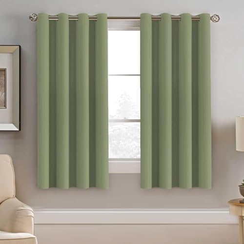 Image of H.VERSAILTEX Blackout Curtain for Living Room Thermal Insulated Window Treatment Curtain Extra Long 63 inch Length Energy Saving Solid Grommet Top Blackout Drape, One Panel, Sage, 52 inch W x 63 inch L