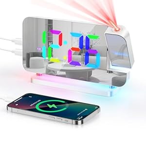 Euakee LEDCLOCK Digitaler Projektionswecker mit 10-Farben Nachtlicht
