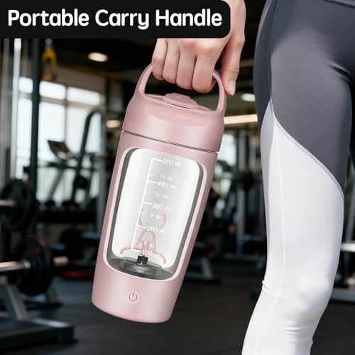 YOHOABSER Electric Protein Shaker Bottle with Storage Box,22oz USB Rechargeable Mixer Cup,Made with Tritan, BPA Free, Protein Shakes for Mixer (Pink) — view 2