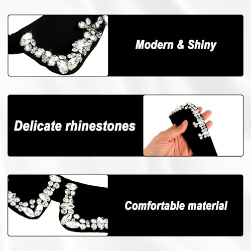 2 PCS Rhinestone Fake Collar Faux Collar Women Detachable Fake Collar Dickey Collar Shirt Collar Inserts for Women Faux Collar Shirt Fake Collar Womens White Black Classic Style Collar3