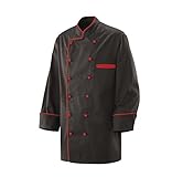 bäckerjacke damen  Kochjacke Bäckerjacke Jacke Langarm Schwarz mit rotem Paspel Gr. XL 35% Baumwolle, 65% Polyester 220gr.