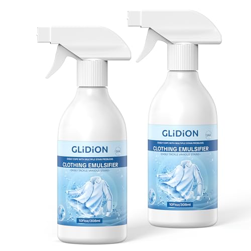 GLIDION Clothing Emulsifier Stain, Non-Ionic Laundry Pre-Treatment, Stain Remover for Oil, Sweat, Cosmetic & Food Stains, Active Enzyme Fabric Cleaner, 10 FL OZ (Pack of 1) 2PCS