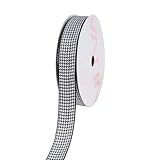 VATIN Black and White Houndstooth Ribbon, 5/8 Inches x 25 Yards Continuous, Christmas...