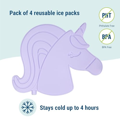 Wildkin Kids Ice Packs (4 Pack) – Slim, Reusable, Keeps Lunch Cool for School/Travel - Unicorn by Wildkin - Used condition - Image 4