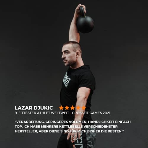 SUPRFIT Econ Kettlebells - Pulverbeschichtete Kugelhantel aus Gusseisen für Kraft- & Crosstraining - Ideal zum Reißen, Stoßen & Drücken, Perfekt als Kettlebell Set, Gewicht: 4-48kg, Schwarz lackiert – Bild 6