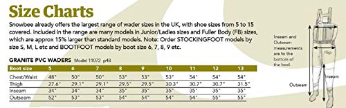 Snowbee Granite PVC Chest Waders with Cleated Sole Boots, Rip‑Proof Laminated Nylon/PVC Build for Fishing, Angling & River Wading - Size 11 - Image 5