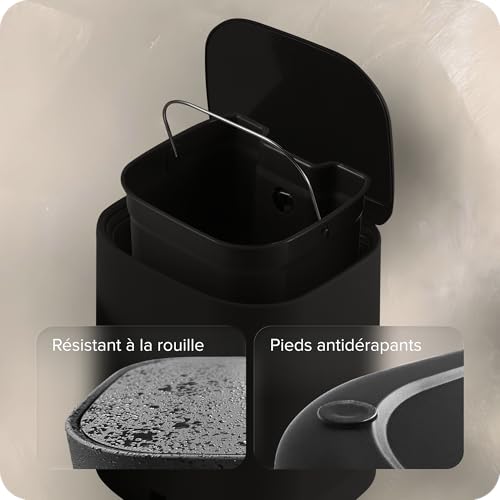 Poubelle salle de bain 5L Softclose BSH16 Black Sweden Home