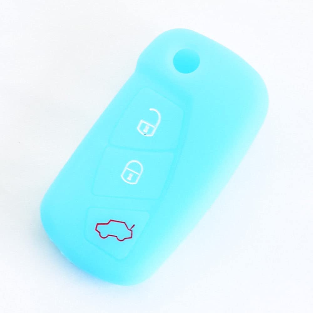 MELTSUN 3 Buttons Aftermarket Folding Keychain Holder Remote Control Fob Protector Cover Silicone Car Key Case, Fit for Ford KA MK2 2008-2016,blue