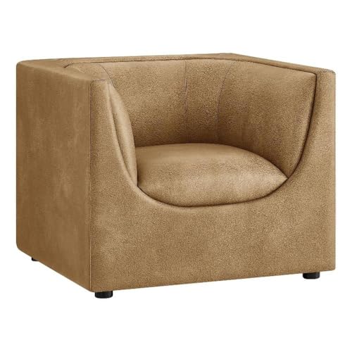 Sillón Curvo Moderno Piel Vegana Beige miniatura 1