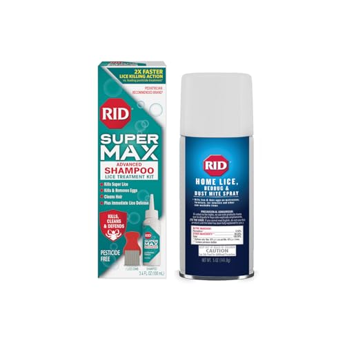 RID Super MAX Advanced Shampoo Lice Treatment Kit Home Lice, Bed Bug & Dust Mite Spray Bundle