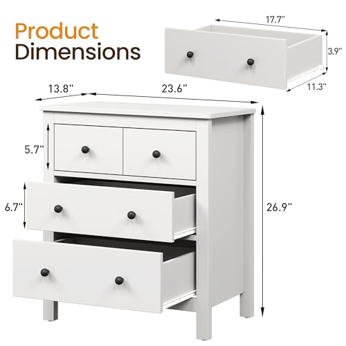 RoyalCraft White 3 Drawer Nightstand, 27" H End Table with Storage, Modern Bedside Table with Drawers, Night Stands for Bedroom, Entryway, Hallway by RoyalCraft - Used condition - Image 3