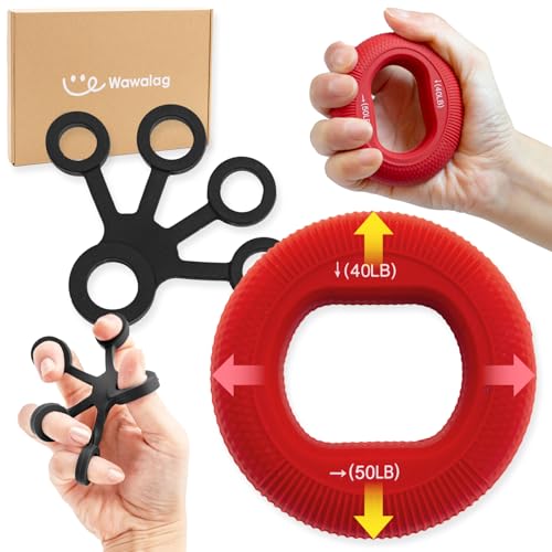 【理学療法士が推薦】Wawalag(ワワラグ) 握力 トレーニング ハンドグリップ 指 筋トレ エクササイズ リハビリ 高齢者 ボケ防止 グッズ プレゼント (ハード(レッド)) 1枚目