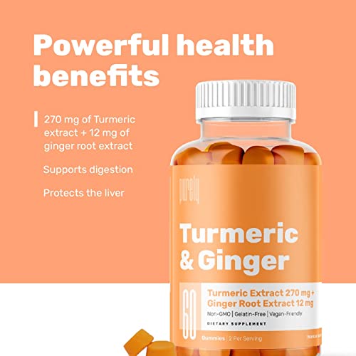 Turmeric Ginger Gummies – Supplement For Immune And Joint Support – Tropical Flavor – Gelatin-Free – Vegan Friendly – Non-Gmo - 60 Gummies #TOP4