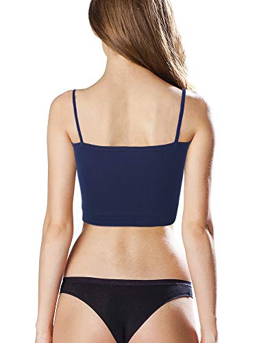 4 Pack Cropped Tank Tops For Women, Spaghetti Strap Crop Top Basic Sports Crop Cami Half Camisoles For Teen Girls #TOP5