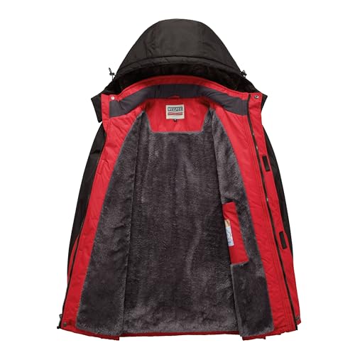 Image of WULFUL Men's Ski Jackets Warm Winter Snow Windbreaker Resistant Snowboard Fleece Coat Mountain Waterproof Parka with Hood