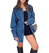 Tankaneo Women Long Denim Jackets Casual Boyfriend Distressed Jean Jacket Autumn Zip Up Cotton Co...