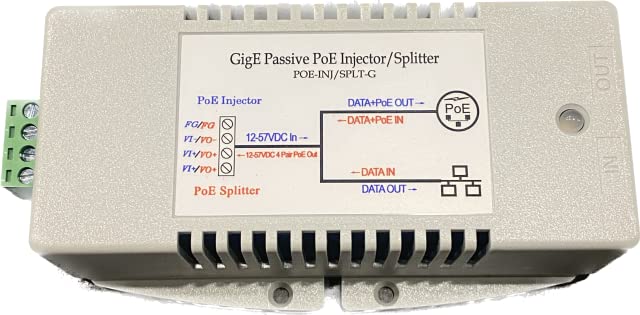 POE-INJ/SPLT-G - Passive Gigabit PoE Injector/Splitter, 12-65V, 2.5A, 4pr