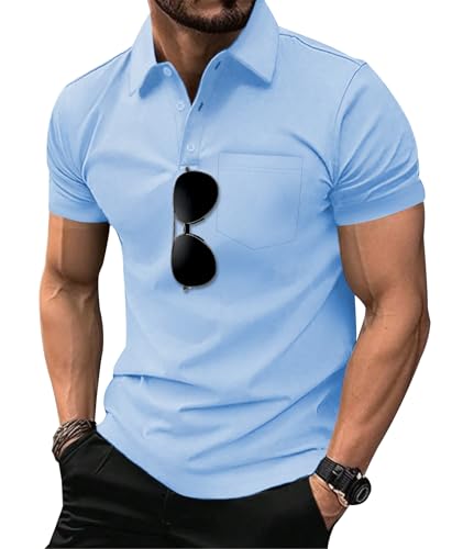 Image of SCODI 5 Pack Mens Pocket Polo Shirts Short Sleeve Golf Casual Work T-Shirt