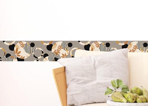 AG Design Selbstklebende Bordüre Kreise Blumen, AWB 8272 | Wasserfest Dekoration für Wände, Möbel, Tapeten, Wandverkleidungen und Türen, Folie, Mehrfarbig | Breite 500 cm x Höhe 13.8 cm