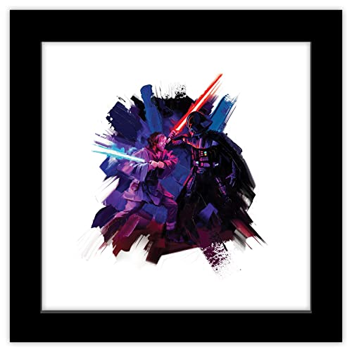 Trends International Gallery Pops Star Wars: Obi-Wan Kenobi - Darth Vader Saber Fight Badge Wall Art, Black Framed Version, 12'' x 12'' by Trends International - Used condition - US$17.47
