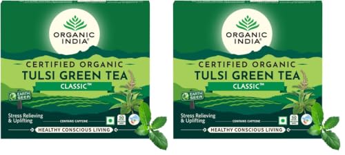 Image of ORGANIC INDIA Tulsi Green Classic Tea 50 Tea bags (Pack of 2)