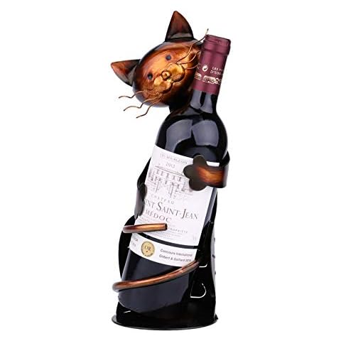 Ailgely Cat Wine Holder Rack Cat Shaped Wine Holder Stand Metal Decorative Cat Wine Bottle Holder Sculpture,Tabletop Decor Wine Rack,Cat Gifts for Cat Lovers Cover