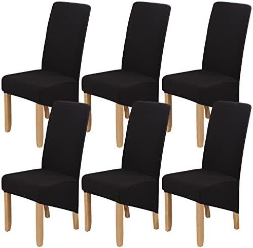 Crushed Velvet Large Size Dining Chair Covers Set of 4,Dining Room Chair Slipcovers,Stretch Elastic Removable Washable High Back Chair Covers for Dining Room,Hotel,Kitchen,Home(Dark Grey,Pack of 4)
