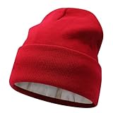 Gorro Mujer Hombre Sólido Todo Invierno Punto Lana Caliente Gorro, rojo, talla única
