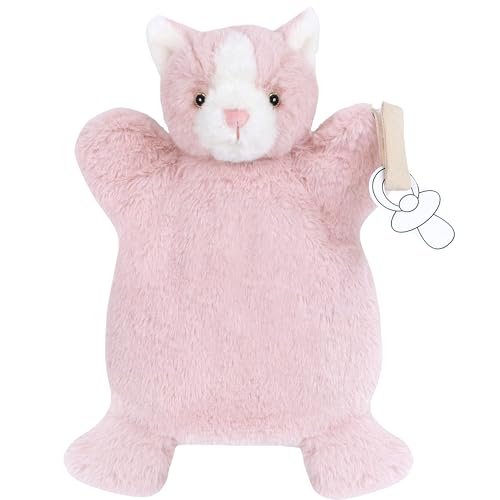 Image of MON AMI Callie Kitty Pacifier Holder & Security Blanket | 12-Inch Soft Plush Baby Blanket with Velcro Pacifier Holder | Perfect Newborn Essential for Birthdays & Baby Showers