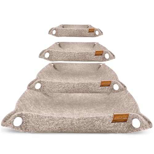 MIQIO® Design Premium Filzschalen mit Druckknöpfen - 3 +1 Set - quadratischer Aufbewahrungskorb aus Filz für Briefe, Schlüssel, Smartphone - faltbare Utensilo Schale - Beige