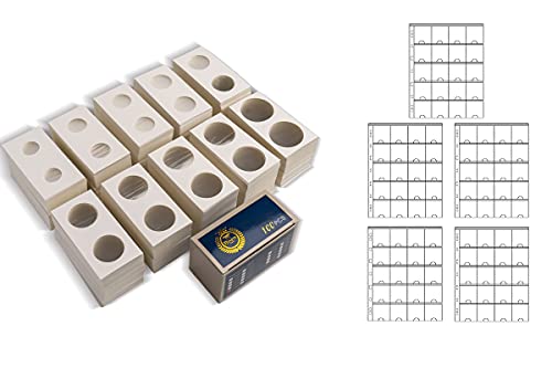 Boen 10 Type Sizes 1000 PCS Coin Holders This Coin Flips Combination for Coin Collection in Coin Collection Book and Includes 5 Sheets Coin Cardboard Pocket Pages for Your Coin Collection
