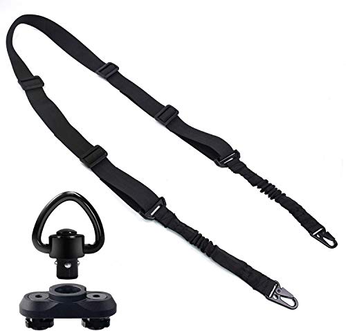 Braudel Rifle Sling with 1â€ QD Sling Mount Sling Swivels, 2 Point Sling Set QD Sling Mount Swivels for Outdoor Sports