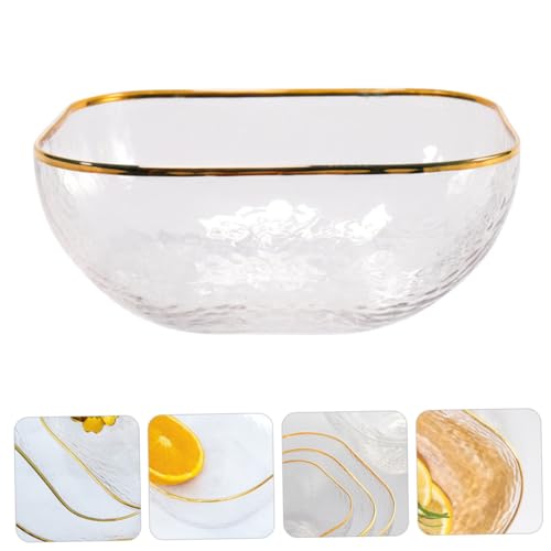 Saladier carré martelé en verre transparent de grande capacité - 3