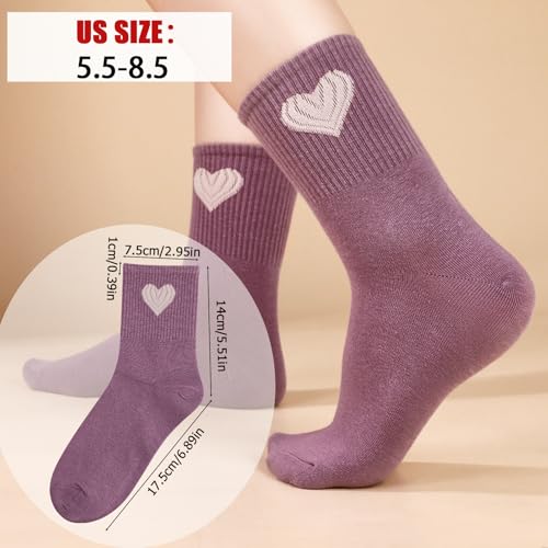 Jspupifip Women‘s Cute Ankle Crew Socks, 5/6 Pairs Cotton Blend Comfort Fit Socks with Heart Pattern for Athletic Running, Casual Wear and Gift — view 2