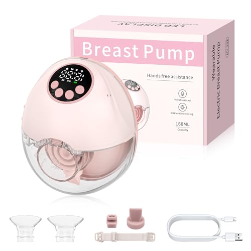 HOMGEN Sacaleches Eléctrico Manos Libres Portátil con Pantalla LED Extractor de Leche Materna Inalámbrico con 4 Modos y 12 Niveles Bomba de Lactancia Silenciosa Recargable para Casa Trabajo y Viaje