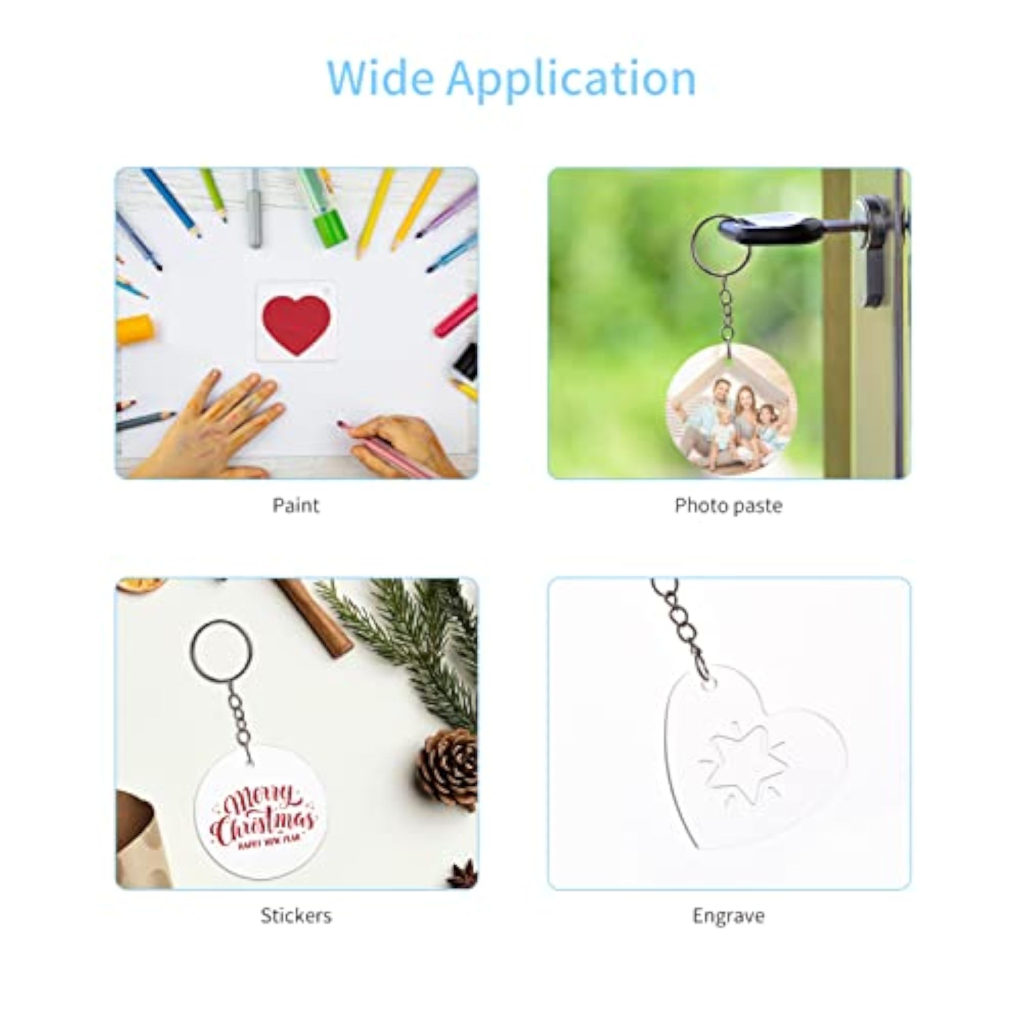 50PCS Acrylic Keychain Blanks for DIY Projects and Crafts