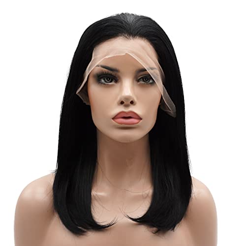 Lushy Hair Synthetic Lace Front Straight 14inch Black Wigs