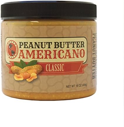 PB Americano Gourmet Crunchy Peanut Butter – Healthy, All-Natural, Low Net Carb, Vegan, Non-GMO & Sugar Free, 16 Oz (Single)