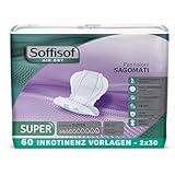 Soffisof Air Dry Inkontinenz-Vorlage für Frauen und Männer Super - 60x Erwachsenen Windeln - 2 Packungen mit 30 Windeln, 8 Tropfen - anatomische Windel