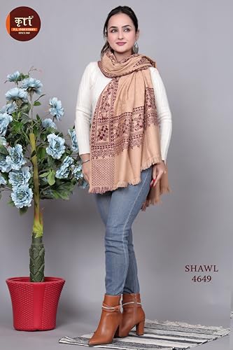 Image of KRITI Paisley Design Woollen Beige Color Shawl For Women