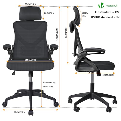 Chaise Bureau Ergonomique Maille Noir Réglable VOUNOT