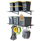 StoreYourBoard Heavy Duty Garage Shelf Wall Mount 2ft x 4ft – Wall-Mounted Shelving for Storage & Organization – Heavy Duty Garage Shelves for Tools, Bins, & Equipment – Holds 400 lbs – Gray