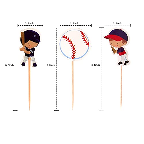 Nmas 48Pcs Baseballs Cupcake Toppers For Birthday Sport Theme Party Decorations #TOP1