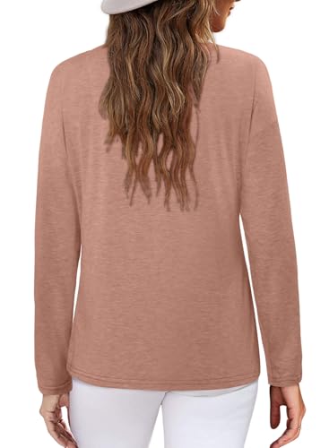 ONLYSHE Women's Casual Striped Long Sleeve Tops Crew Neck Knit Basic Loose Fit T Shirts Fall Fashion Tunic Outfits
