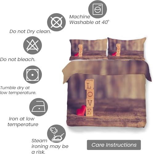 Parure de Lit 220x240 Amour en Microfibre Douce avec Fermeture Éclair Invisible - 7