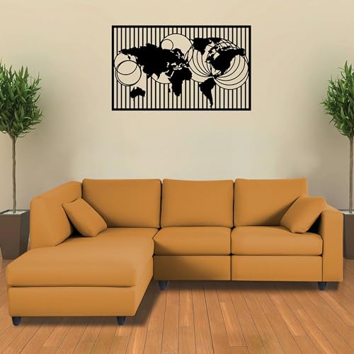 Image of Florian LHS 4 Seater L Shape Sofa Set for Living Room (Orange Fabric) Premium Fabric Sofa