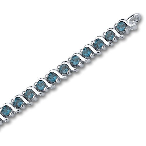 Peora London Blue Topaz Sterling Silver Tennis Bracelet #TOP24
