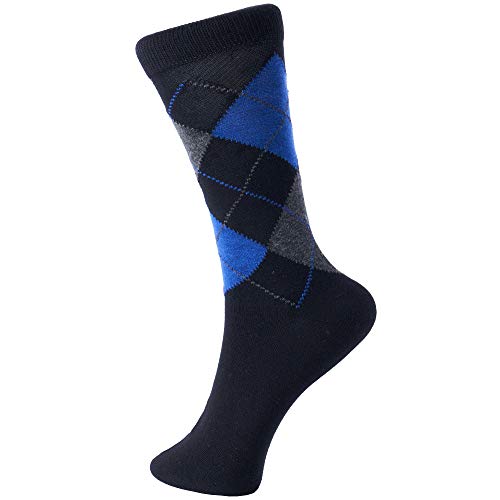 Alpine Swiss Mens Cotton 6 Pack Dress Socks Striped & Argyle Office Pack #TOP2