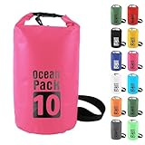 MOMAHUA 10L Bolsa Estanca,Rojo Rosa Bolsa Impermeable Bolsa Seca Mochila Estanca con No Correas,2L/5L/10L/15L/20L/25L/30L Dry Bag para Camping,Pesca,Rafting,Ciclismo