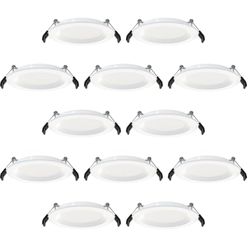 RAB Lighting WFRL-Field-Adjustable Edge-Lit LED Downlight-Canless Wafer Design-Black/White Trim-5CCT Selectable 2700K-5000K-90 CRI-Wet Rated/Dimmable for Modern Ceilings (WFR34-4B/BP - 12 Pack)